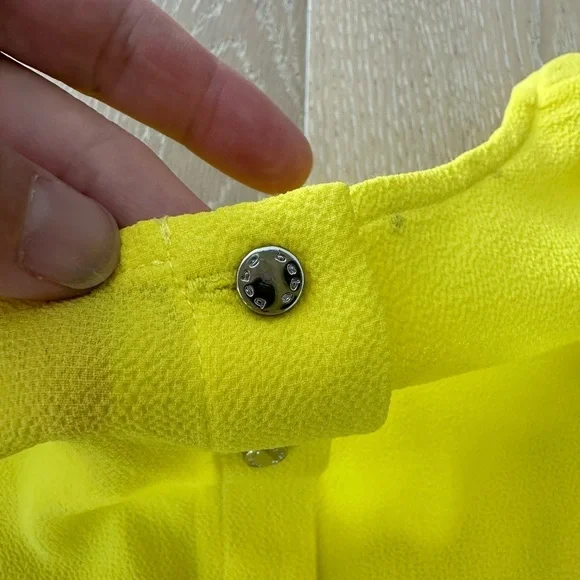 bebe Yellow Button-Back Blouse - Picture 4 of 6